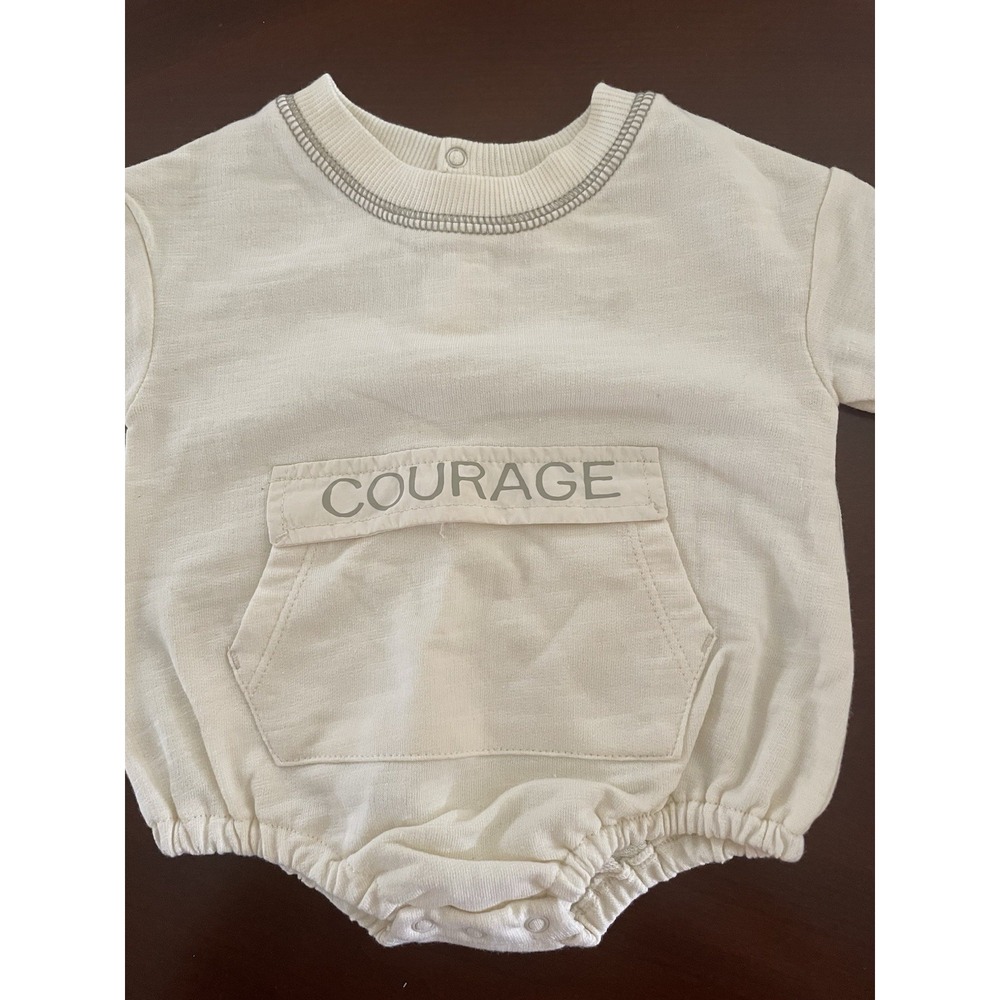 Grayson Mini Baby Newborn Off - White Long Sleeve COURAGE Bodysuit Outfit NWT